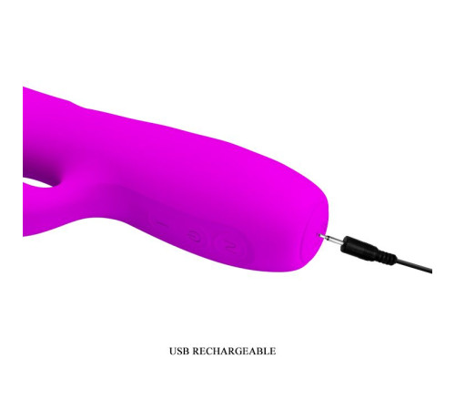 Лиловый вибратор с клиторальным стимулятором Melanie - 20,5 см.