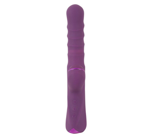 Фиолетовый вибратор-кролик с функцией постукивания и фрикциями 3 Function Rabbit Vibrator - 23,7 см.