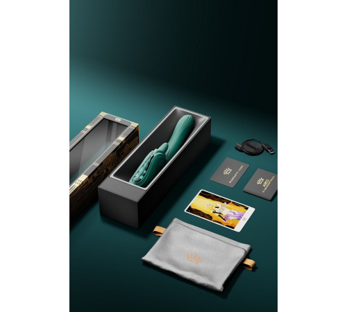 Зеленый вибростимулятор-кролик с функцией нагрева Ares - 24,6 см.