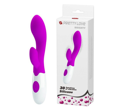 Лиловый вибратор Brighty с клиторальным отростком - 20 см.