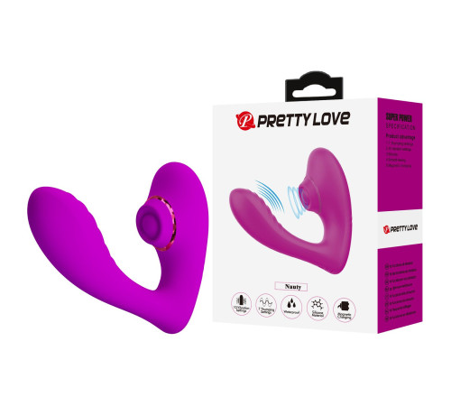 Лиловый вибратор с клиторальной стимуляцией Nauty