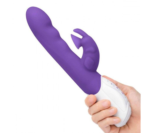 Фиолетовый вибромассажер с клиторальной стимуляцией Clitoral Suction Rabbit - 24,5 см.