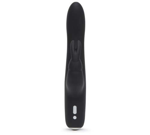 Черный вибратор с клиторальным отростком Greedy Girl Slimline Rabbit Vibrator - 22,8 см.