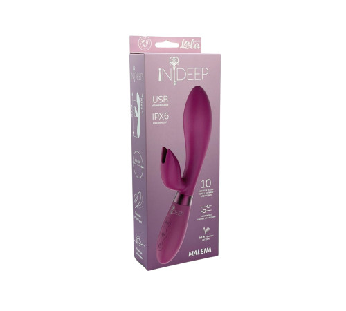 Малиновый вибратор-кролик с независимыми моторчиками Indeep Malena - 21,5 см.
