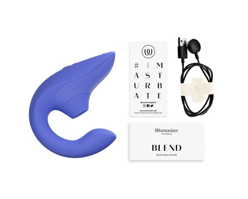 Заказать Голубой вибромассажер для двойной стимуляции Womanizer Blend