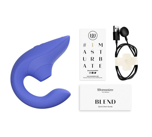 Голубой вибромассажер для двойной стимуляции Womanizer Blend