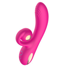 Розовый вибратор-кролик с функцией вращения ствола