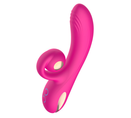 Розовый вибратор-кролик с функцией вращения ствола