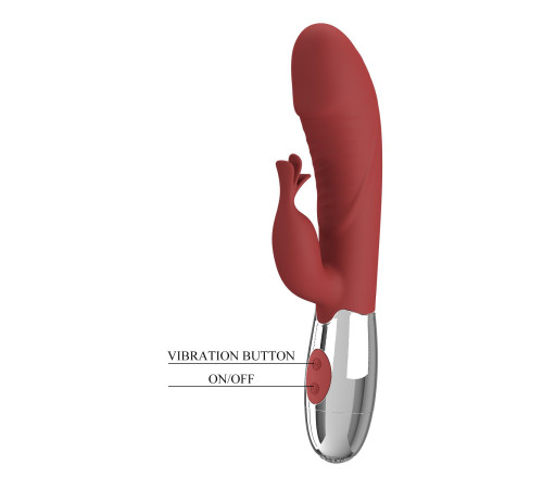 Красный вибратор со стимулятором клитора Rasmussen - 19,8 см.