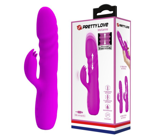 Лиловый вибратор с клиторальным стимулятором Melanie - 20,5 см.