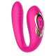 Розовый U-образный вибратор с вращающейся вагинальной частью