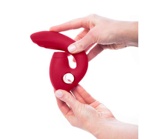 Красный вибратор с вакуум-волновым стимулятором клитора Grace