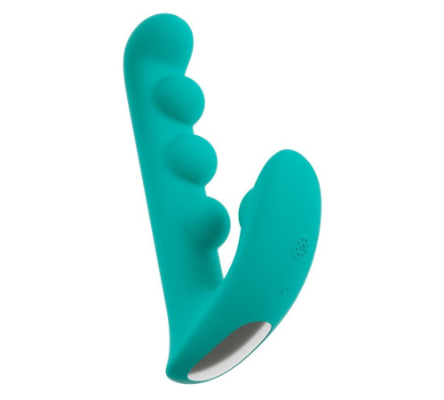 Зеленый вибратор SYLORA Unique Beads Vibrator - 17 см.