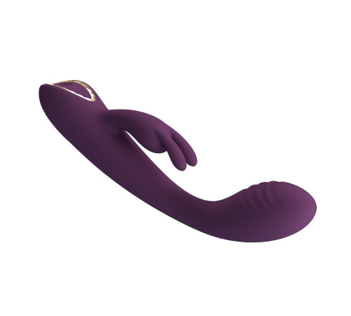 Фиолетовый вибратор со стимулятором клитора Emma - 15,8 см.
