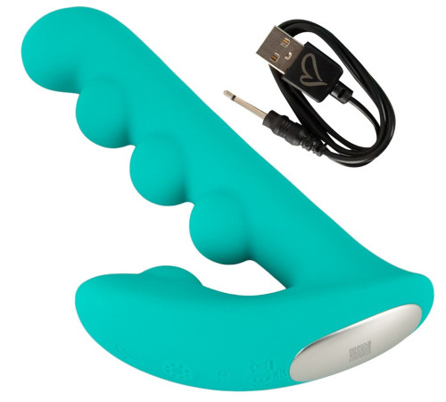 Зеленый вибратор SYLORA Unique Beads Vibrator - 17 см.