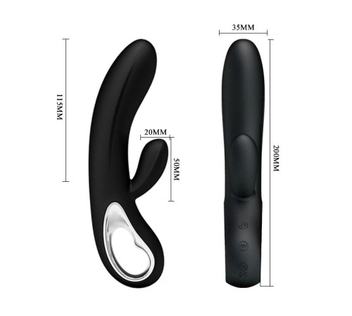 Чёрный вибратор Elmer с 12 видами вибрации - 20 см.