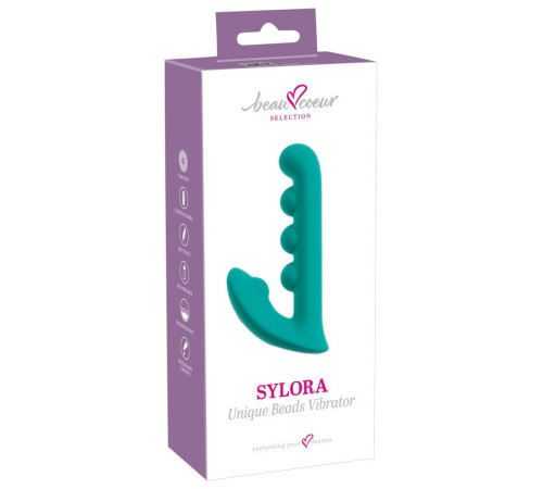 Зеленый вибратор SYLORA Unique Beads Vibrator - 17 см.