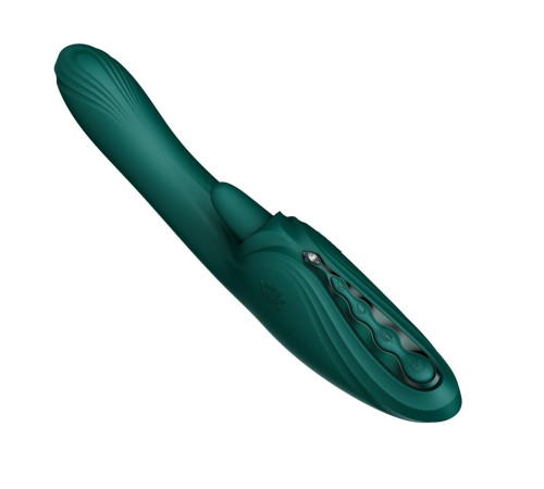 Зеленый вибростимулятор-кролик с функцией нагрева Ares - 24,6 см.