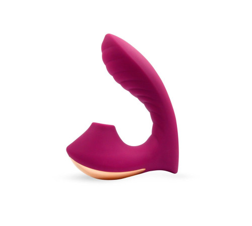 Сливовый вибромассажер с вакуумной стимуляцией клитора