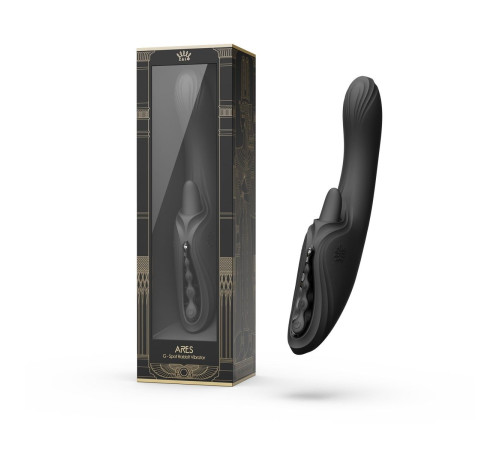 Черный вибростимулятор-кролик с функцией нагрева Ares - 24,6 см.