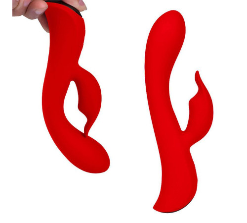 Красный вибромассажер-кролик 5  Silicone Bunny Love - 19,1 см.