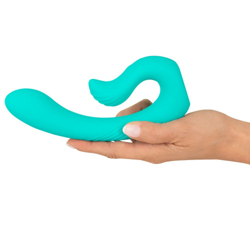 Бирюзовый вибратор NAIRA Dual Heads Vibrator - 17,5 см.