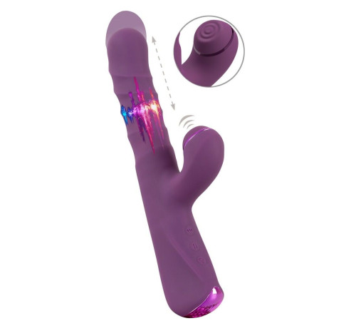 Фиолетовый вибратор-кролик с функцией постукивания и фрикциями 3 Function Rabbit Vibrator - 23,7 см.