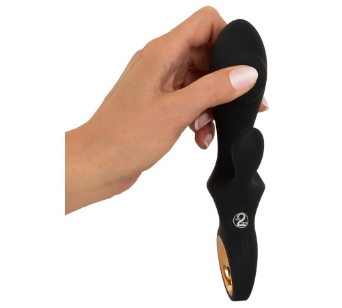 Черный вибратор-кролик с функцией расширения Inflatable Rabbit Vibrator - 18,3 см.