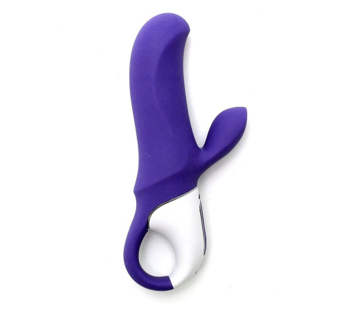 Фиолетовый вибратор Satisfyer Magic Bunny с клиторальным отростком - 17,6 см.