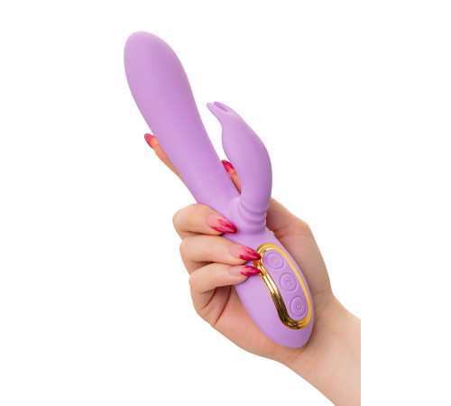 Фиолетовый вибратор-кролик с вращающимся клиторальным стимулятором Jammy - 22,5 см.