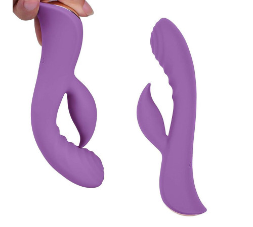 Фиолетовый вибромассажер-кролик 5  Silicone Ripple Passion - 19,1 см.