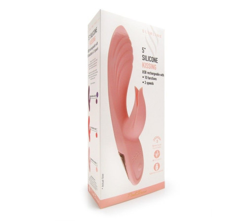 Красный вибратор-кролик 5’’ Silicone Kissing - 20,2 см.