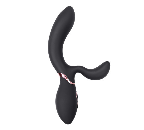 Черный вибратор Avalanche с «танцующим» клиторальным стимулятором - 20,5 см.