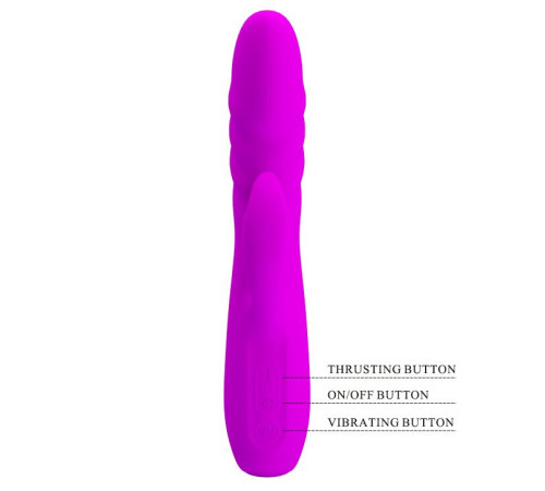 Лиловый вибратор с клиторальным стимулятором Melanie - 20,5 см.