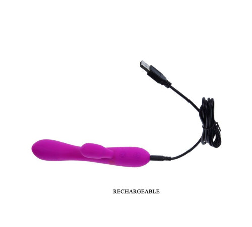 Лиловый вибратор Victor с клиторальным стимулятором - 17 см.