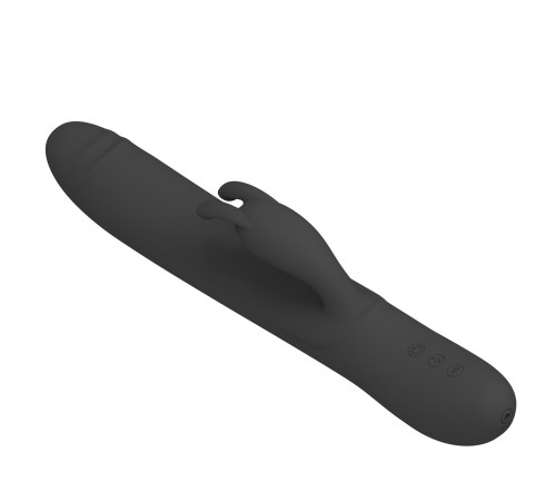 Черный вибратор-кролик Byron с движущимися шариками - 25 см.