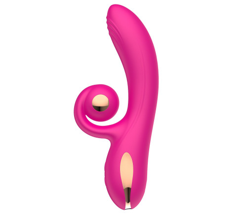 Розовый вибратор-кролик с функцией вращения ствола