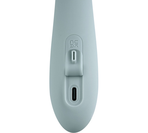 Серый вибратор-кролик Chika с функцией нагрева - 18,8 см.