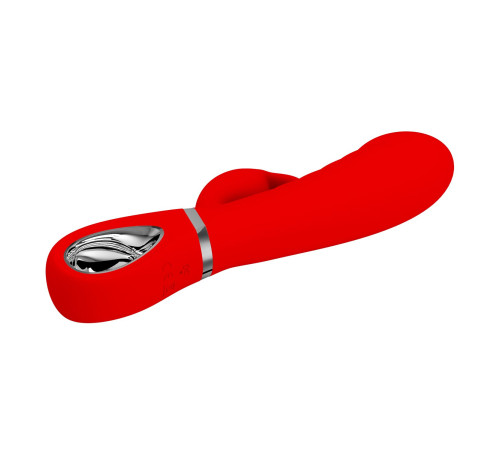 Красный вибратор-кролик с рёбрышками Prescott - 20 см.