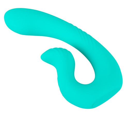 Бирюзовый вибратор NAIRA Dual Heads Vibrator - 17,5 см.