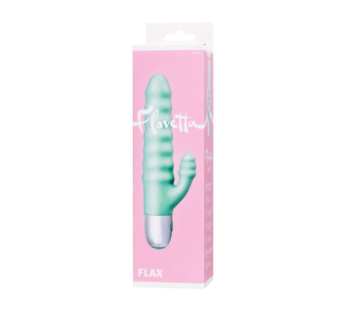 Мятный рельефный вибратор с клиторальной стимуляцией Flax - 17,5 см. Мятный рельефный вибратор с клиторальной стимуляцией Flax - 17,5 см.