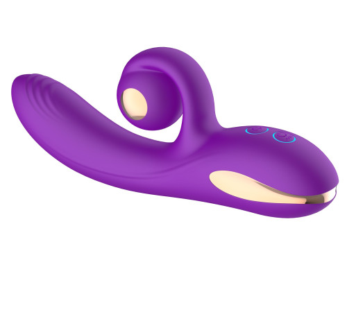 Фиолетовый вибратор-кролик с функцией вращения ствола