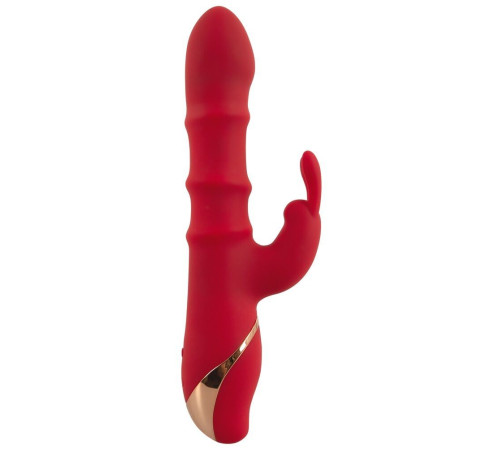 Красный вибратор-кролик с 3 подвижными кольцами Rabbit Vibrator with 3 Moving Rings - 23,7 см.