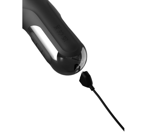 Черный силиконовый вибратор-кролик Sonix Silicone Thruster - 22 см.