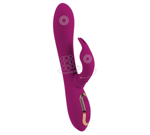 Фиолетовый вибратор 3 Function Vibrator с вращением бусин - 23 см.