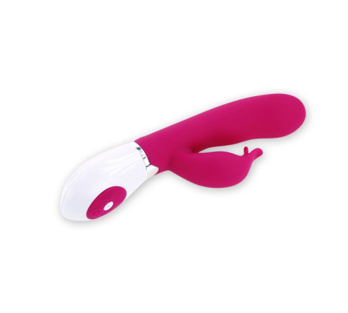 Розовый вибратор Felix с клиторальным стимулятором - 21 см.