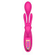 Розовый вибратор со стимуляцией клитора и фингерингом - 23,5 см.