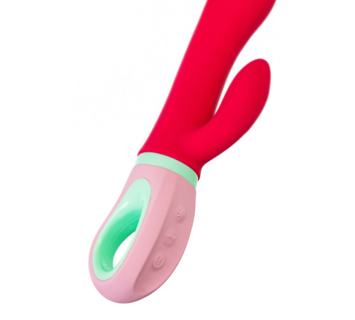 Красный вибратор с клиторальным отростком Petunia - 19 см.