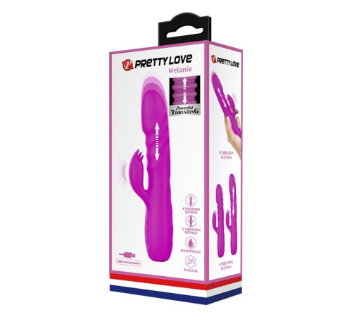 Лиловый вибратор с клиторальным стимулятором Melanie - 20,5 см.