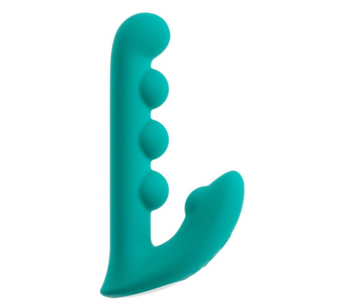 Зеленый вибратор SYLORA Unique Beads Vibrator - 17 см.